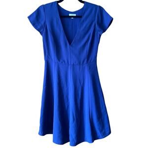 Wilfred Women's Foucault Fit & Flare Silk Dress Cap Sleeve V-Neck Navy Blue SZ 0